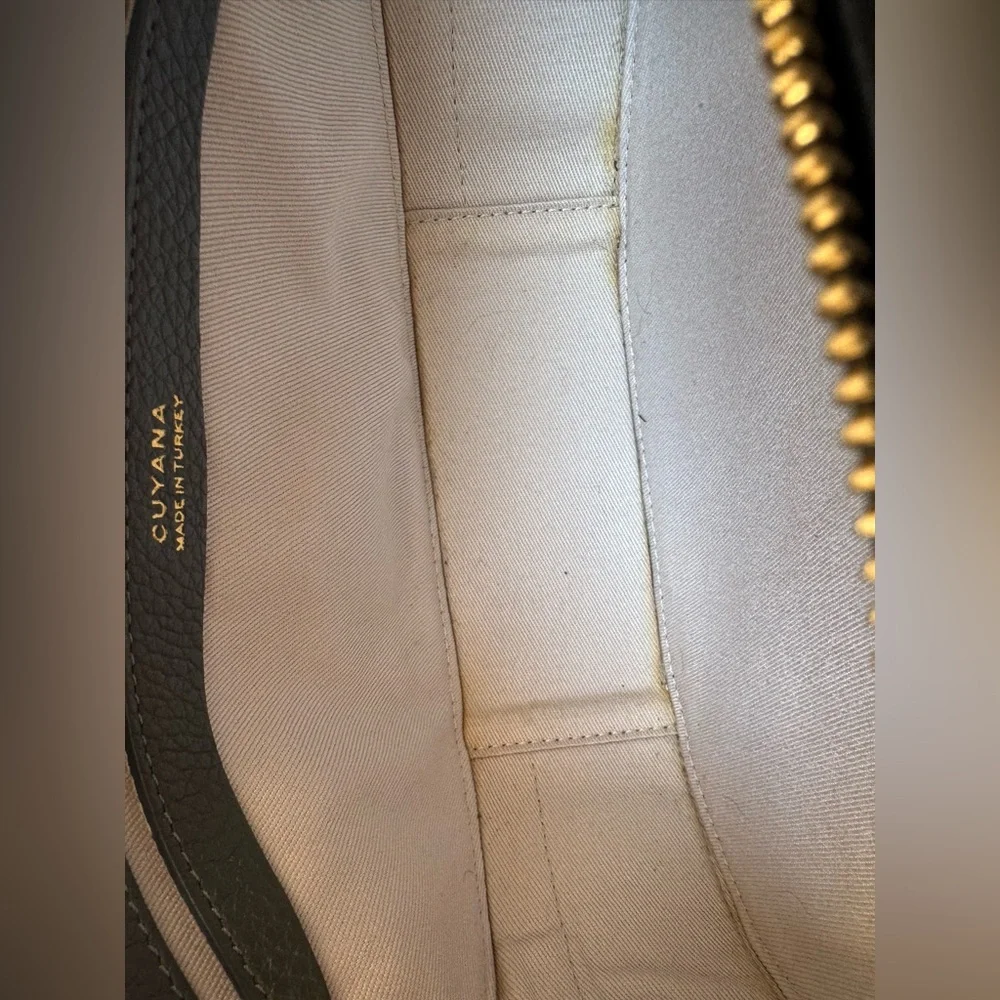 Like New CUYANA Top Handle Crossbody Bag in Dark Olive Pebbled Leather